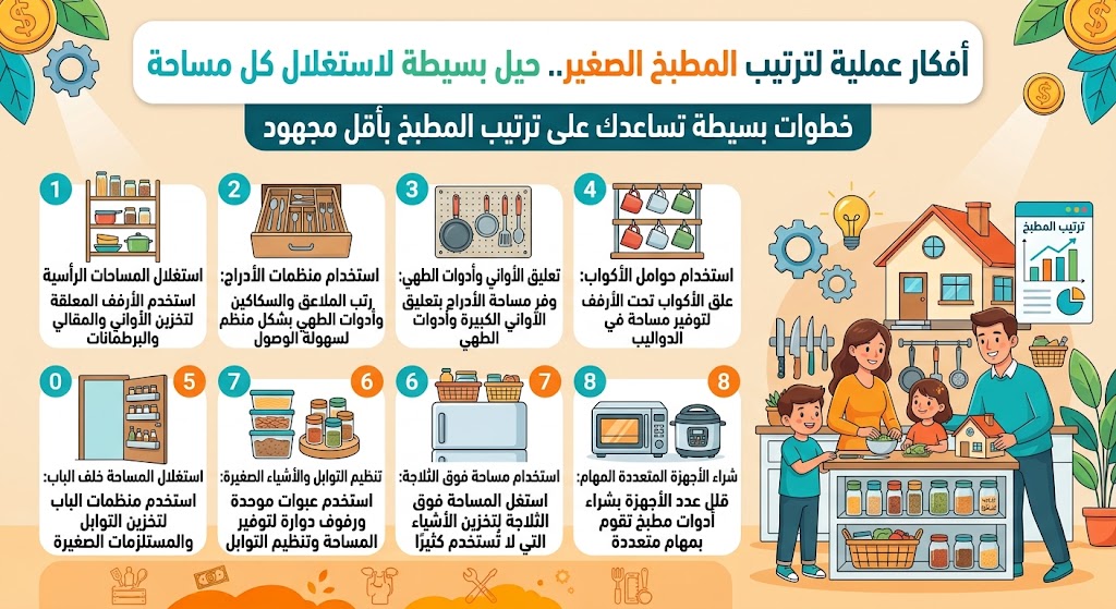 ترتيب المطبخ الصغير.. أفكار بسيطة لاستغلال كل المساحات