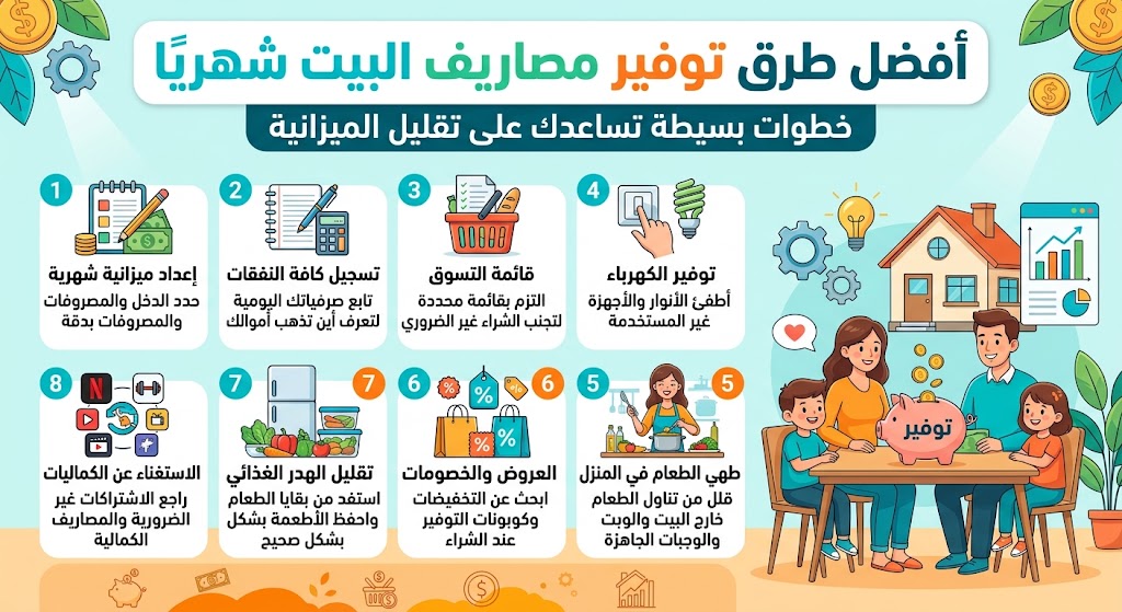 أفضل طرق توفير مصاريف البيت شهريًا بخطوات بسيطة